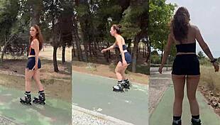 Exotic gym girl gets pounded outdoors by stranger