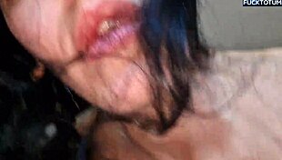 Skinny Brunette Squirts Orgasm From Huge Facial