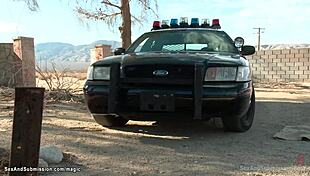 Sheriff fucks two bound students outdoors