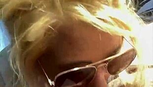 streetwalker in sunglasses gives blowjob and takes facial
