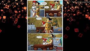 flinstones having fun together right in the kitchen