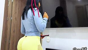 colombian milf fixes my tv and gives me anal pounding with her big ass