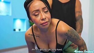 Petite colombian milf mariana sandoval rides fitness trainers cock
