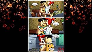 flinstones having fun together right in the kitchen
