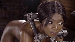 taut ebony slave with small 18 plus tits gets toyed hard