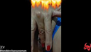 Blonde latina fingers her clit