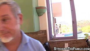 teen stepsis gets facial from uncle cock