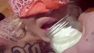 lover spits on huge cock and sucks