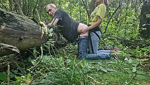 Mistress fucks slave outdoors with strapon