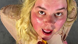 she drinks all my cum after sucking with lipstick on