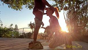 Redhead snowbunny caught fucking and deepthroating outdoors