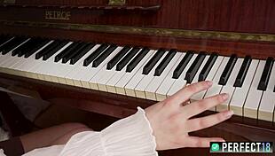 Eva foreva chooses pussy play over piano practice
