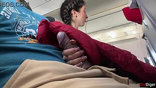 Public dick flashing in airplane gets cumshot fast!