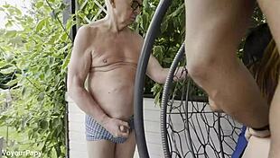 old man watches us outdoor anal fucking