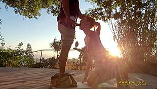 Redhead snowbunny caught fucking and deepthroating outdoors