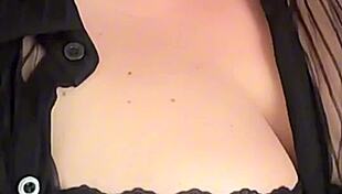 Amaris vox busty milf teasing her big tits in see through blouse and black lace bra