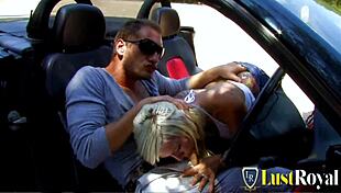 very slutty hitchhiker gets boned hard in doggystyle and cowgirl positions