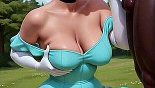 Cinderella princess takes giant black cock in hentai ai scene