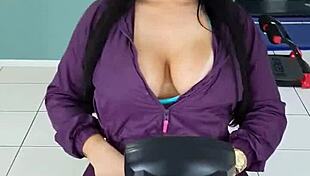 angel lima flashes big ass at gym before sex