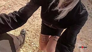 slutty tattoo milf enjoys outdoor beach sex