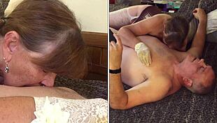 Granny norma jean white gloved sucking