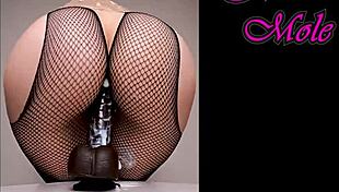 oiled pawg in pantyhose rides dildo with big round ass sounds