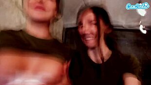 risky military lesbian cam show - gal ritchie tit play & hairy pussy masturbation