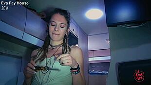 Hippie eva fay meets a stranger in her van