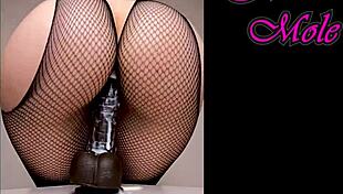 oiled pawg in pantyhose rides dildo with big round ass sounds