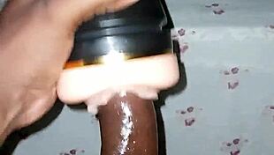 Amateur jerks off his big cock in homemade video