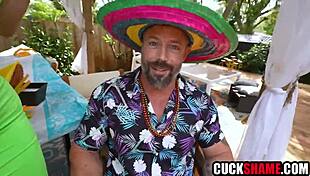 big butt wife fucks cuckold husbands friend on cinco de mayo