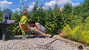 rough outdoor fuck in the garden while picking berries