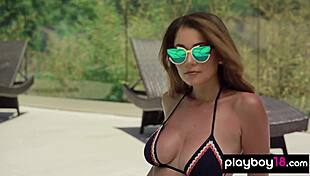 Smoking hot naked latina teen ali rose strips by pool!