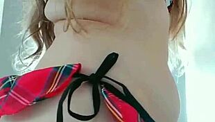 Cute And Hot Student Taking Her Clothes Off And Touching Her Boobs