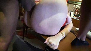 pawg in red lingerie fucked on desk doggystyle
