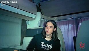 Hippie eva fay meets a stranger in her van
