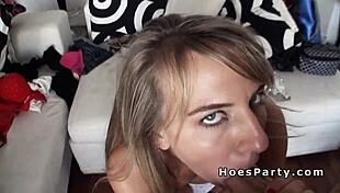 three hot babes sharing dicks at party