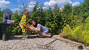 rough outdoor fuck in the garden while picking berries