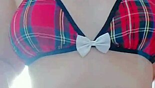 Cute And Hot Student Taking Her Clothes Off And Touching Her Boobs
