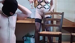 Slave f gets pounded hard with a dildo