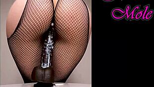 oiled pawg in pantyhose rides dildo with big round ass sounds