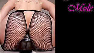 oiled pawg in pantyhose rides dildo with big round ass sounds