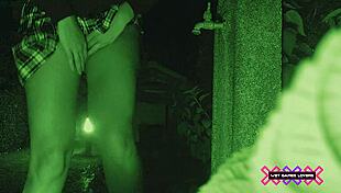 she loves pissing in garden at night