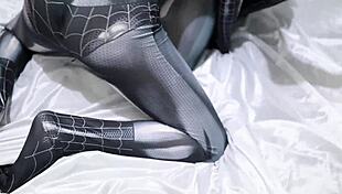 indonesian spiderman cosplay with big butt sex