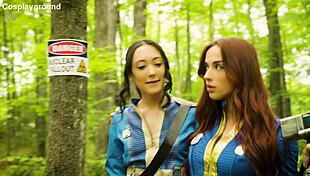 audrey reid and sage hunter finger and fuck in fallout cosplay