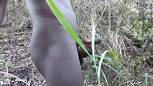 Risky public masturbation in garden and street
