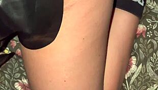 party got hot in leather skirt