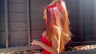 italian milf smokes outside
