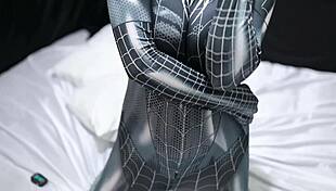 indonesian spiderman cosplay with big butt sex