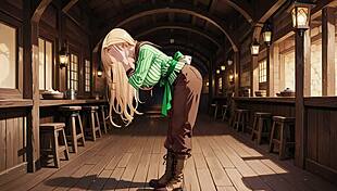 blonde maid in tight uniform gets flushed